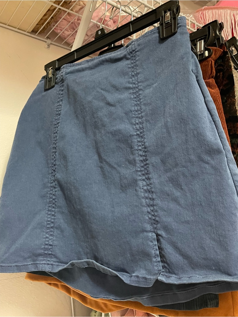 Copper Key Denim-Look Blue Mini Skirt